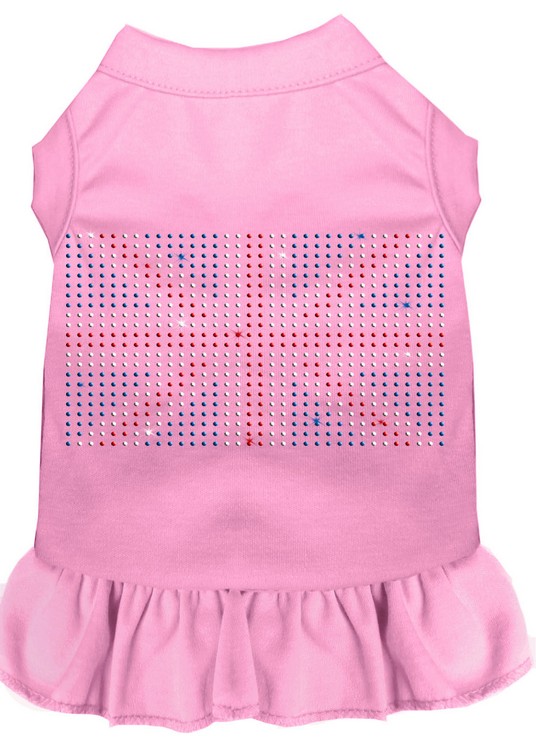 Rhinestone British Flag Dress Light Pink XXXL